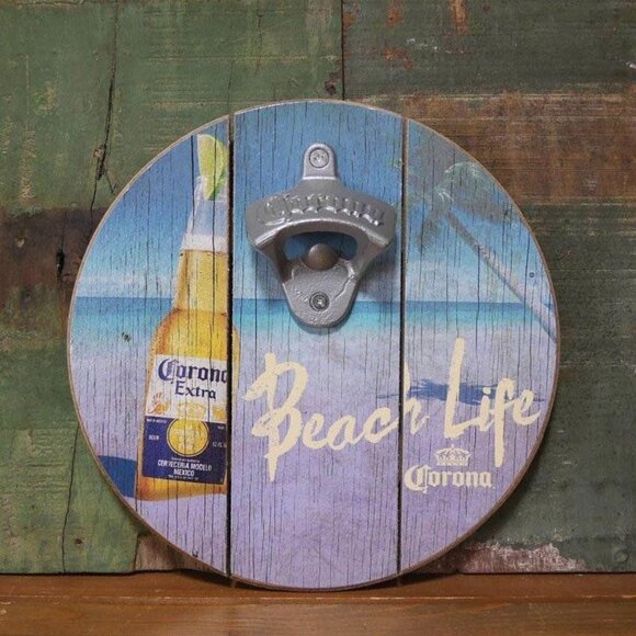 Corona Extra 8" Beach Life Wooden Sign with Bottle Opener - Picture 3 of 3